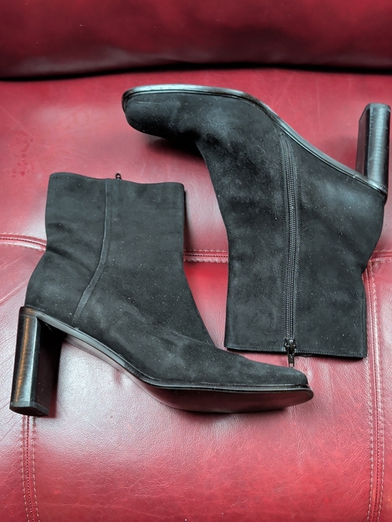 Lord & Taylor Shoes - Lord & Taylor' Black Suede Ankle Boots with Block Heel Size 10